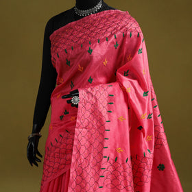 Bengal hand embroidery silk nakshi kantha saree 65