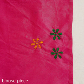  Buy Pink Bengal Hand Embroidery Silk Nakshi Kantha Saree