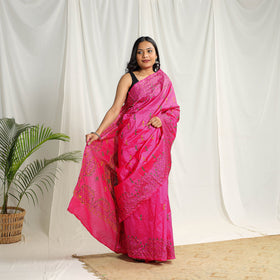  Buy Pink Bengal Hand Embroidery Silk Nakshi Kantha Saree