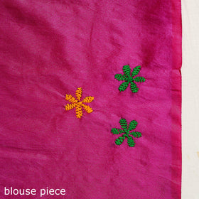  Buy Pink Bengal Hand Embroidery Silk Nakshi Kantha Saree