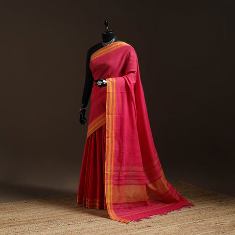 Pink - bengal handwoven cotton begumpuri saree 15