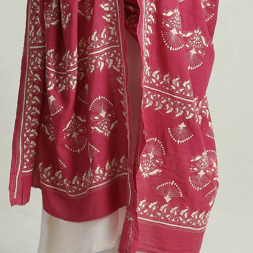 Buy Bengal Kantha Embroidery Cotton Handloom Dupatta 116 Online at iTokri.com