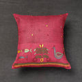  Bengal Kantha Embroidery Mulberry Tussar Silk Cushion Cover 