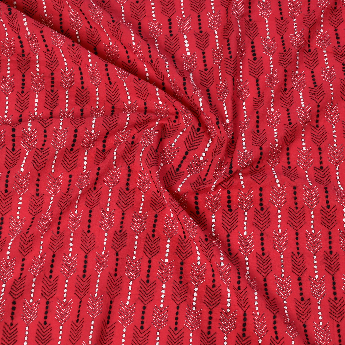 Pink Bengal Kantha Embroidered Pure Cotton Blouse Piece 