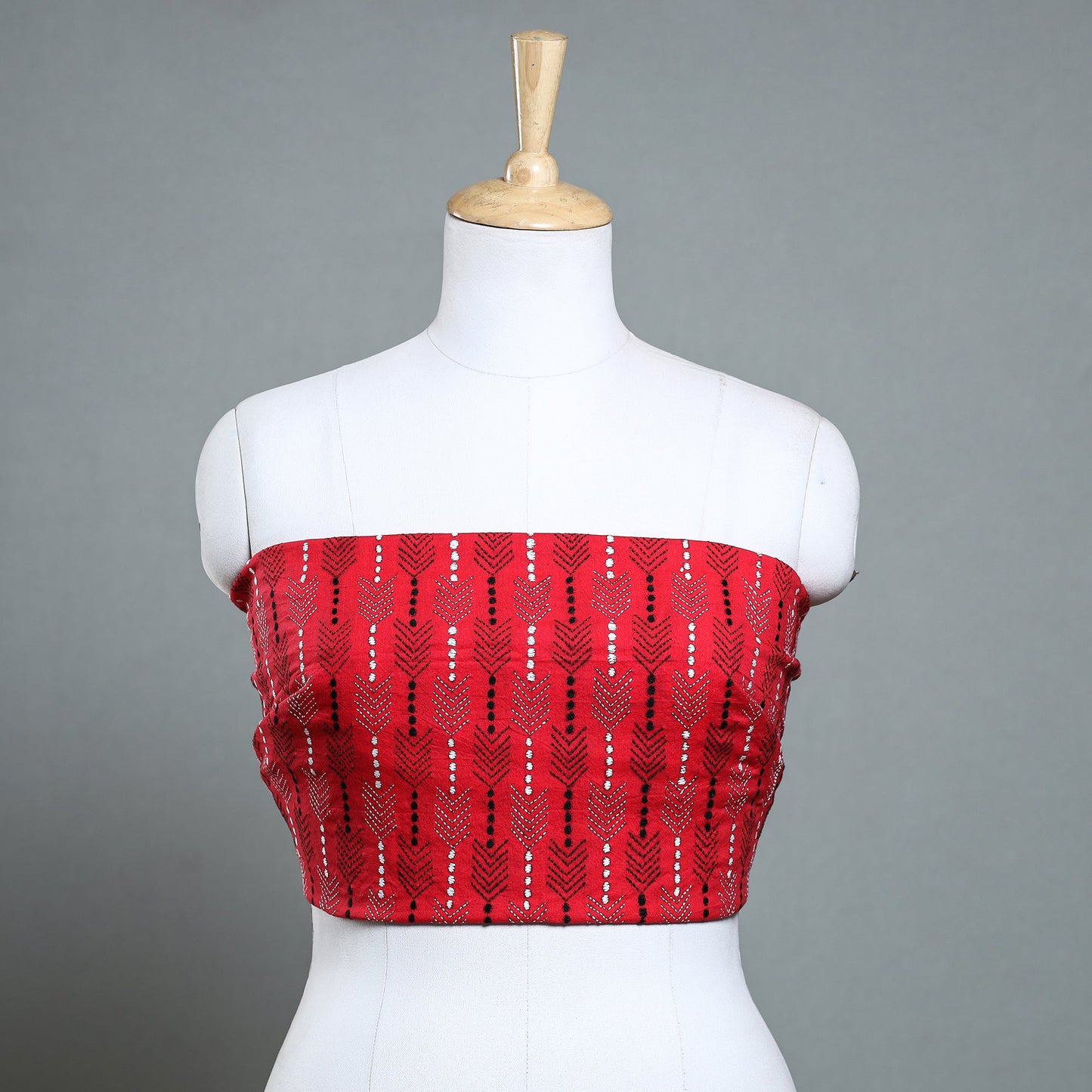 Pink Bengal Kantha Embroidered Pure Cotton Blouse Piece 