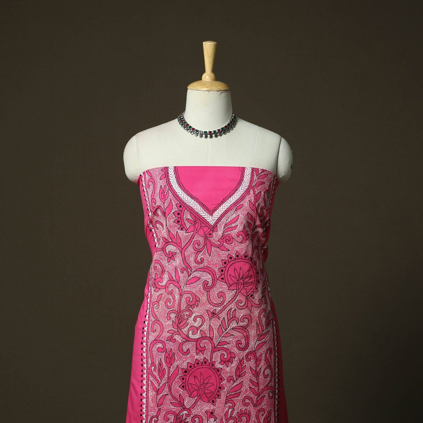 Bengal kantha hand embroidered cotton unstitched kurta