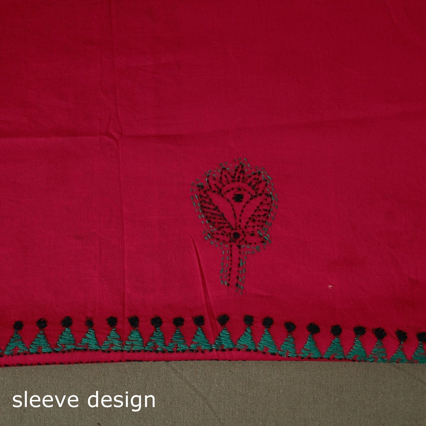 Bengal kantha hand embroidered cotton unstitched kurta
