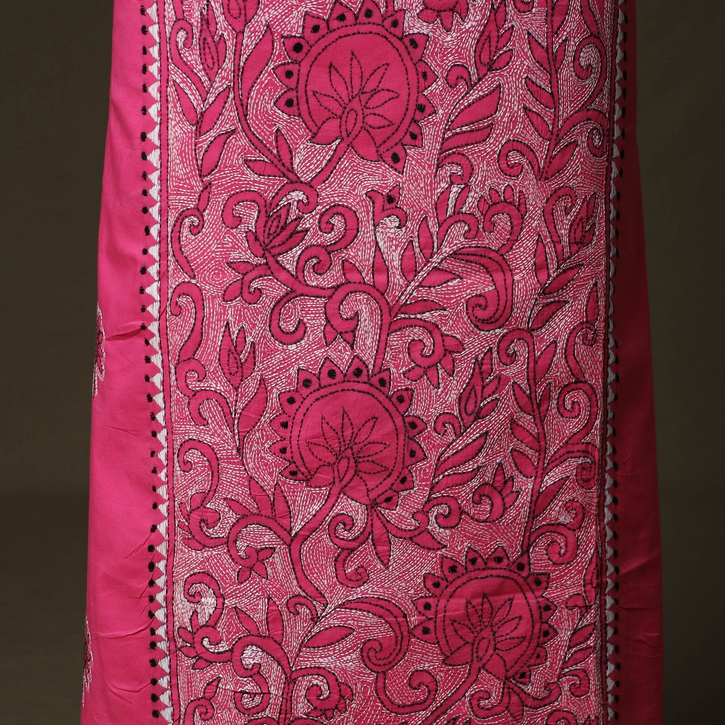Bengal kantha hand embroidered cotton unstitched kurta