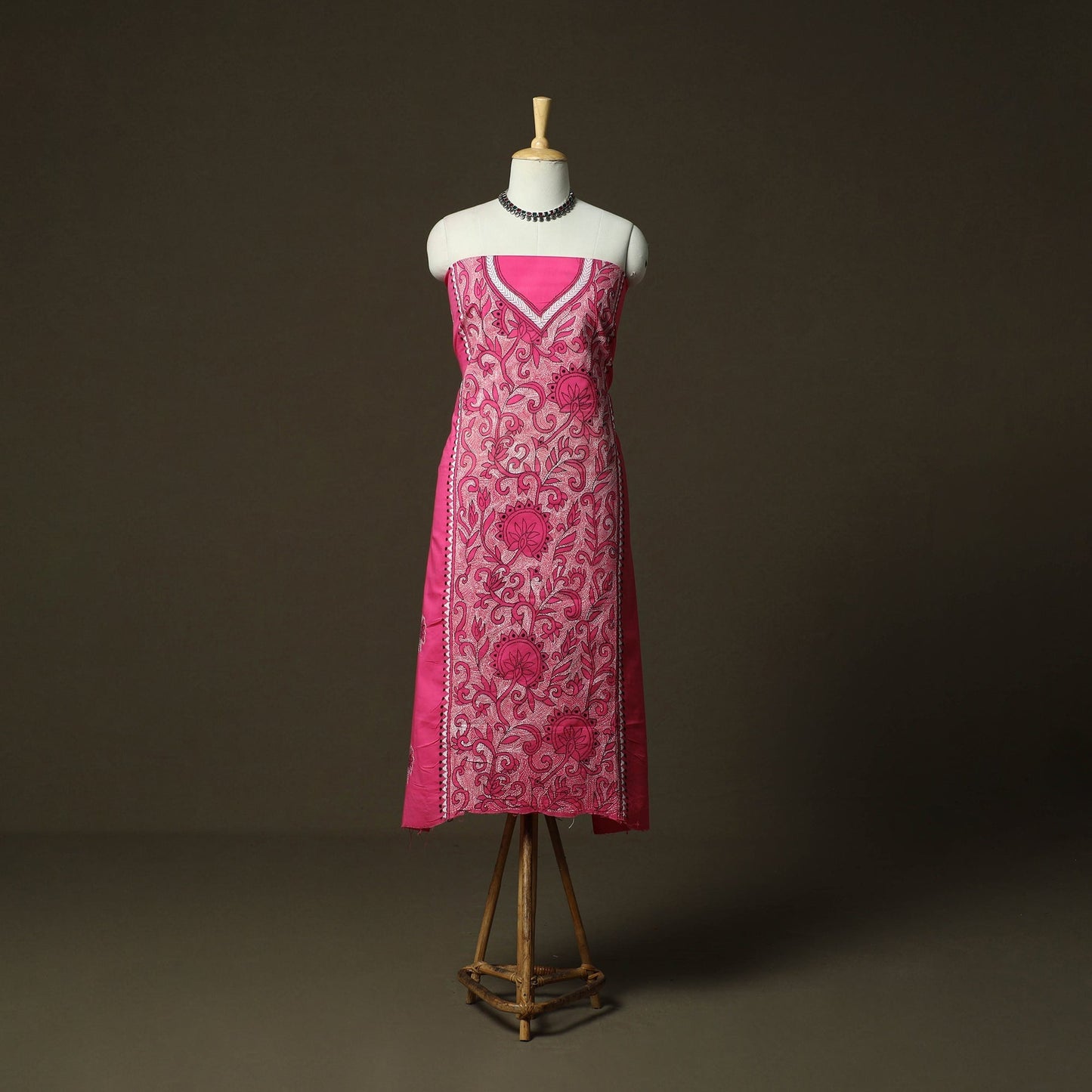 Bengal kantha hand embroidered cotton unstitched kurta