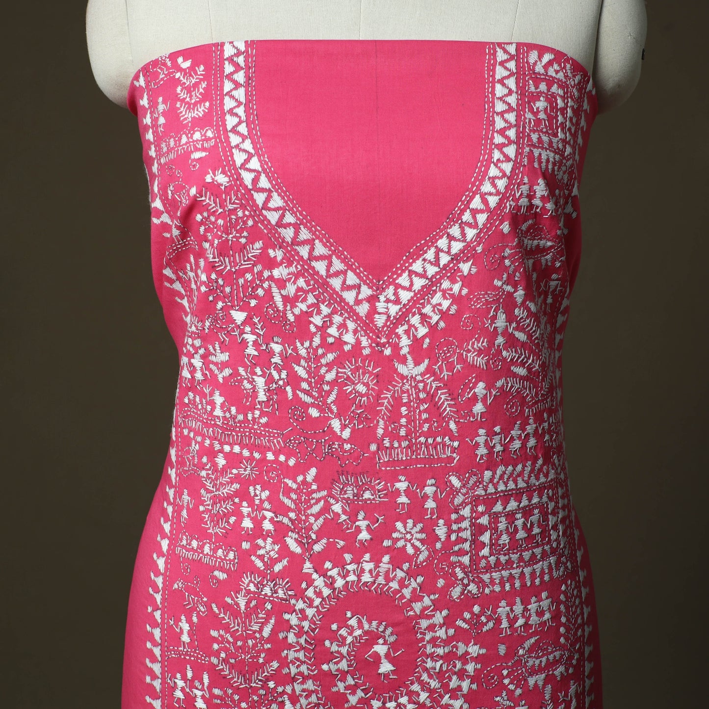 Bengal kantha hand embroidered cotton unstitched kurta