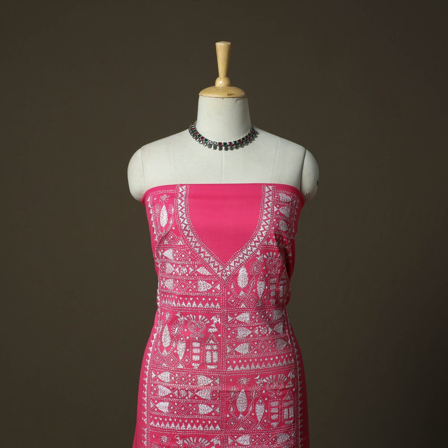 Bengal kantha hand embroidered cotton unstitched kurta