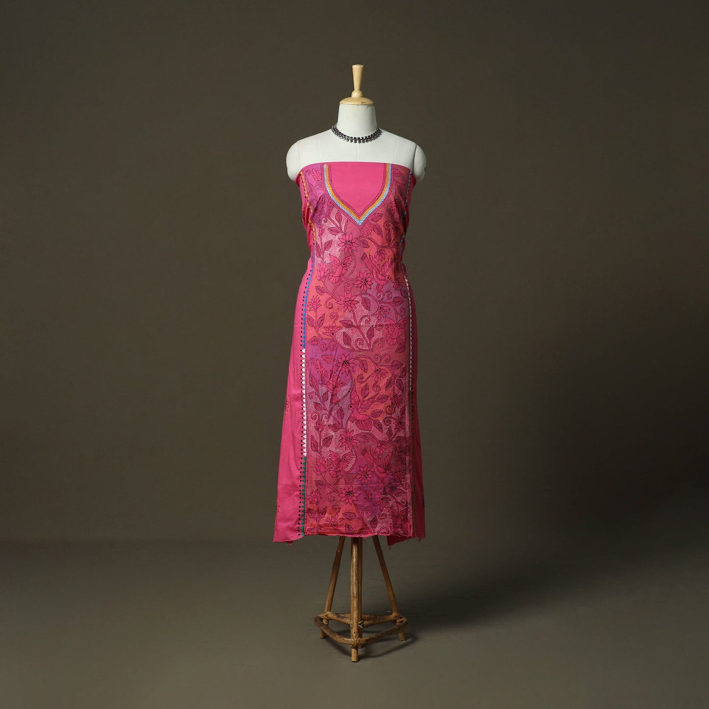 Bengal kantha hand embroidered cotton unstitched kurta