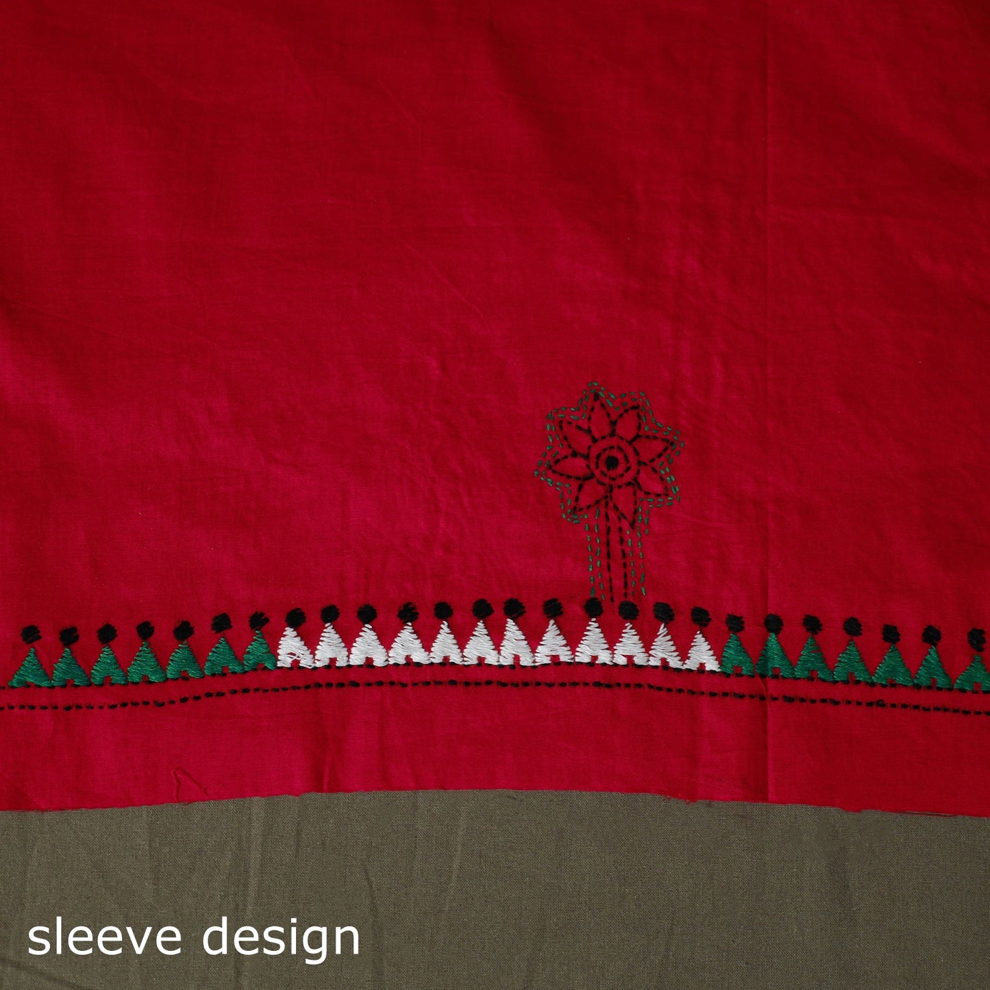Bengal kantha hand embroidered cotton unstitched kurta