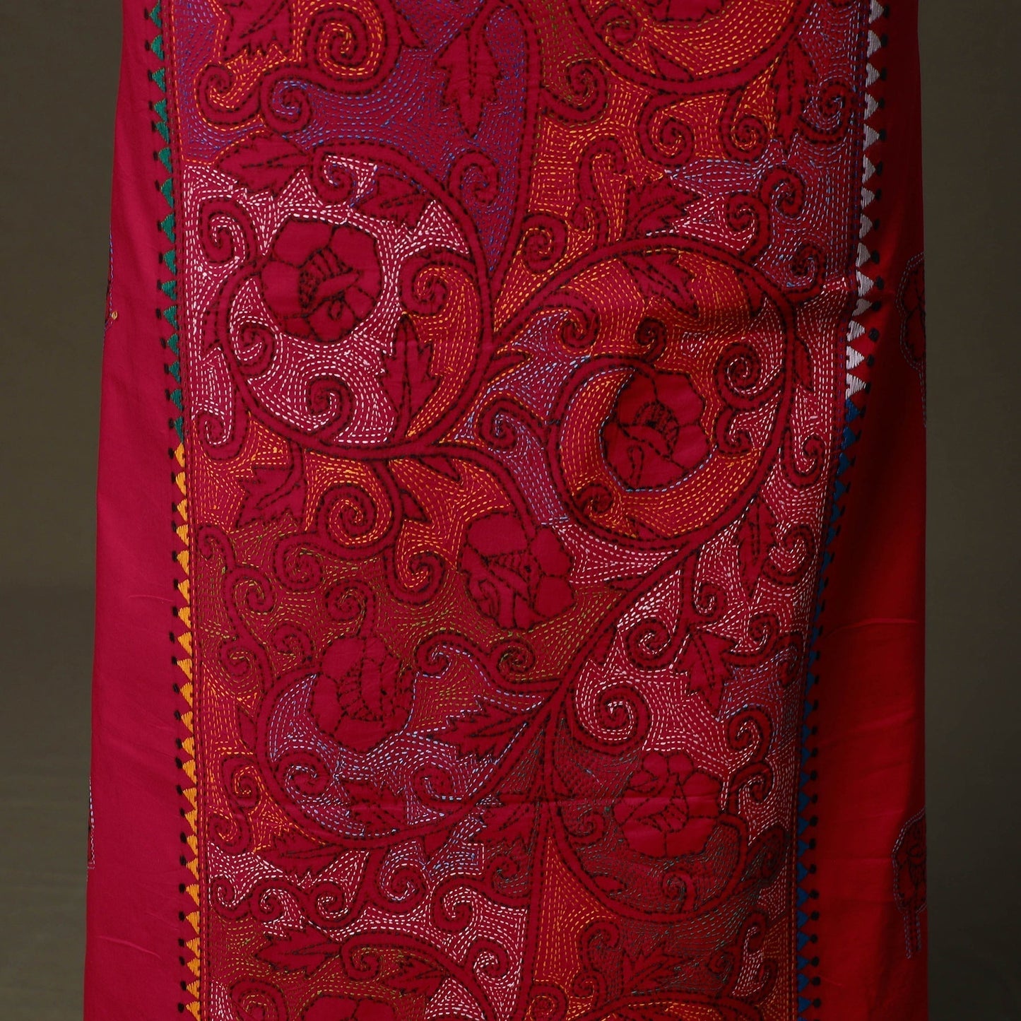 Bengal kantha hand embroidered cotton unstitched kurta