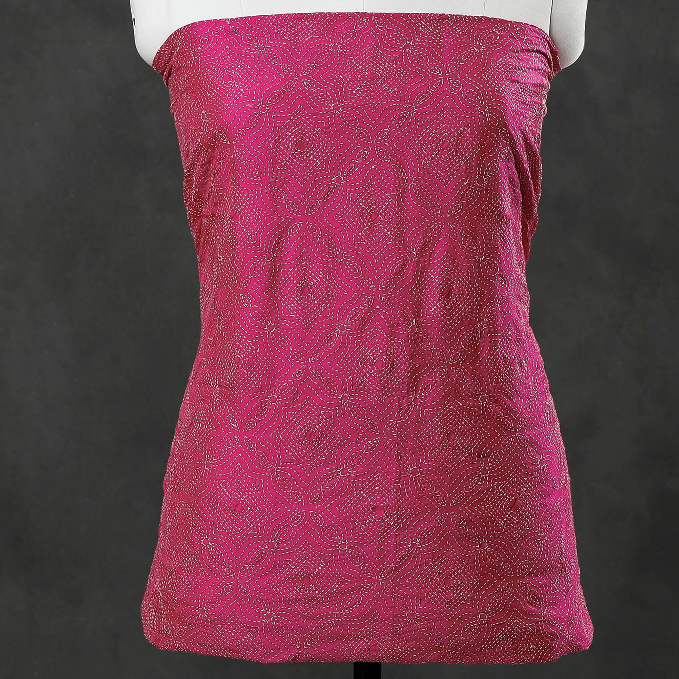 Buy Bengal Kantha Hand Embroidered Mulberry Silk Kurta Material Online l iTokri.com