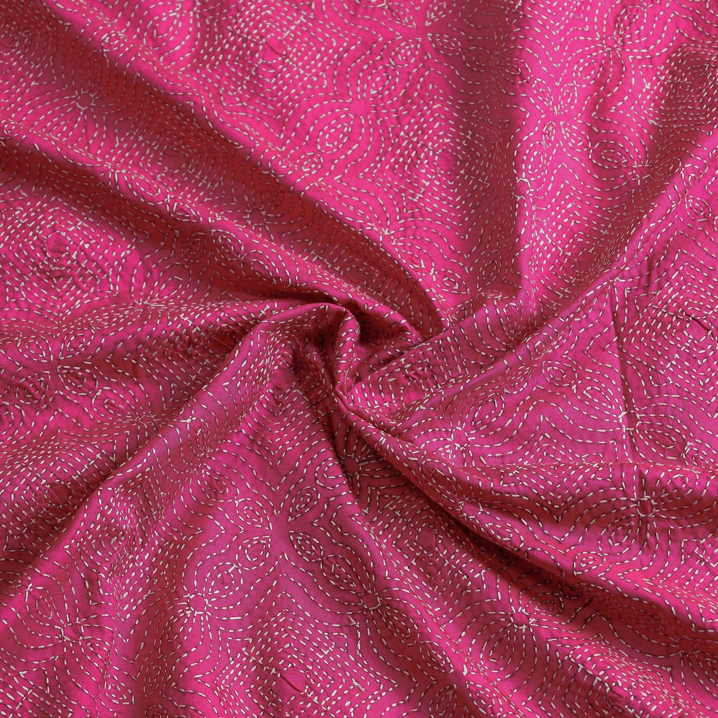 Buy Bengal Kantha Hand Embroidered Mulberry Silk Kurta Material Online l iTokri.com