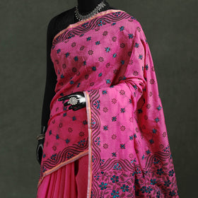 Bengal kantha hand embroidery silk cotton chapa work saree
