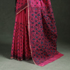 Bengal kantha hand embroidery silk cotton chapa work saree