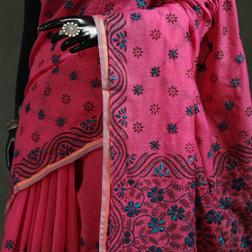 Bengal kantha hand embroidery silk cotton chapa work saree