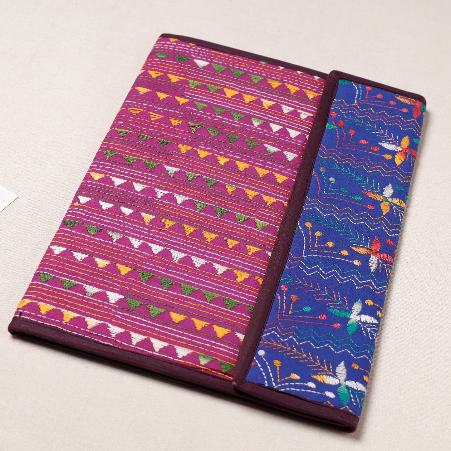 Pink Bengal Kantha Work Handcrafted File Folder 