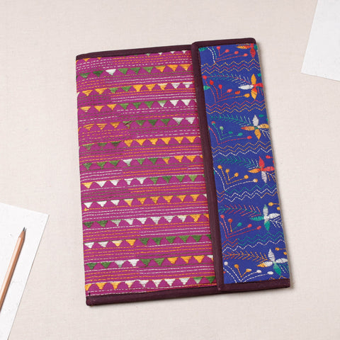 Pink Bengal Kantha Work Handcrafted File Folder 