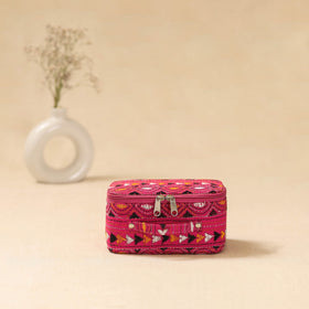 Bengal kantha work handcrafted jewellery box with mirror 03