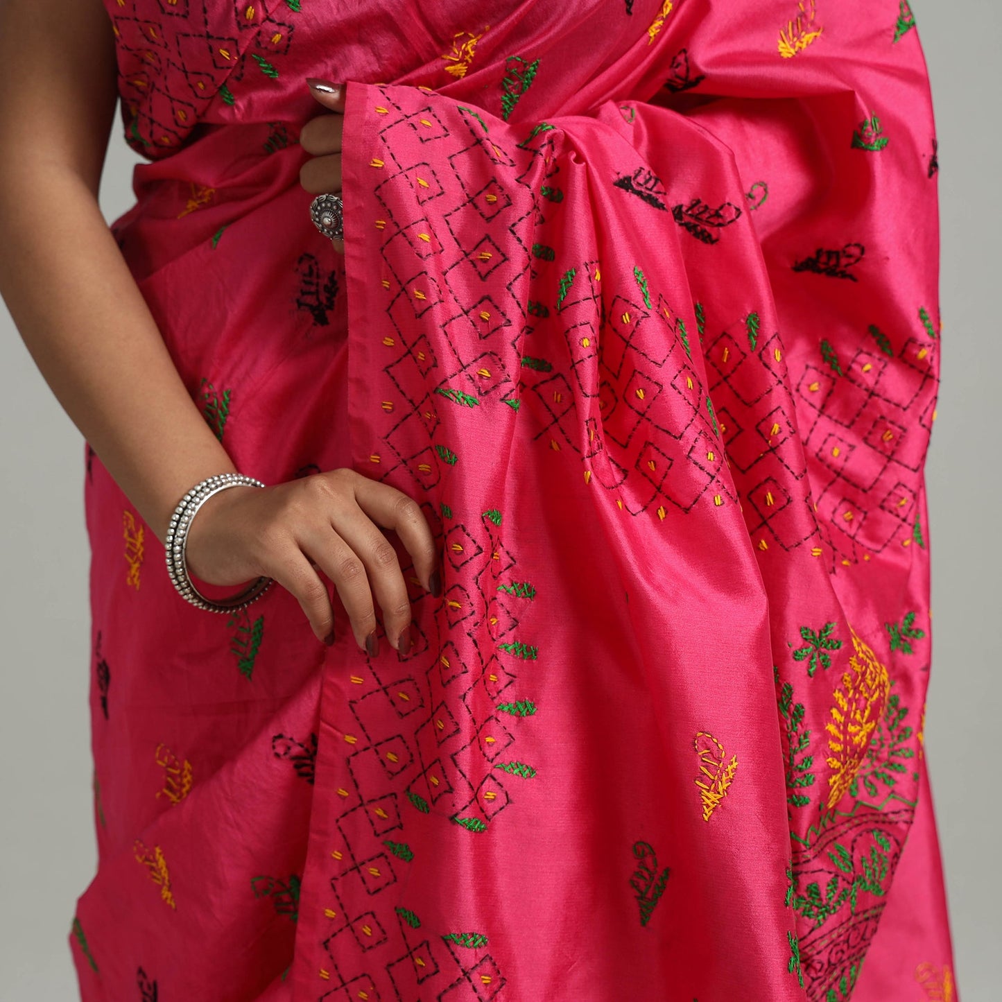 Bengal Nakshi Kantha Embroidery Silk Saree