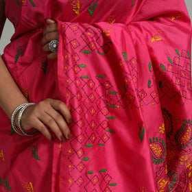  Bengal Nakshi Kantha Embroidery Silk Saree