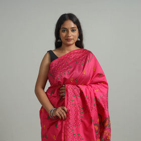  Bengal Nakshi Kantha Embroidery Silk Saree