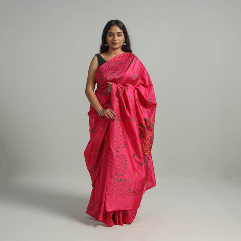  Bengal Nakshi Kantha Embroidery Silk Saree