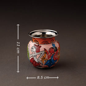  Bengal Patua Handpainted Stainless Steel Lota / Pooja Kalash