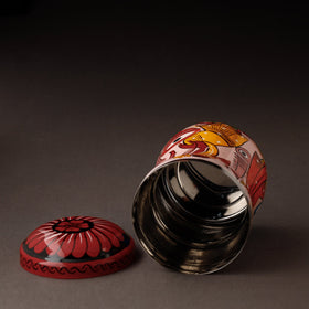 Multicolor Bengal Patua Handpainted Stainless Steel Multi Utility Canister