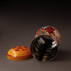 Pink Bengal Patua Handpainted Stainless Steel Multi Utility Canister