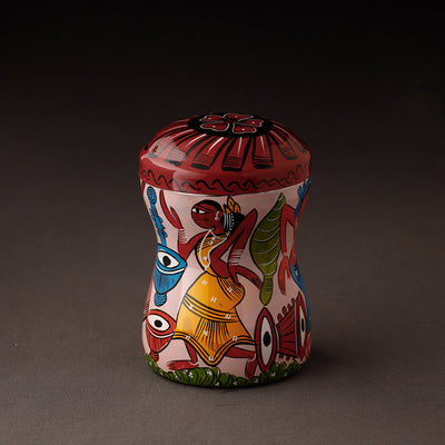 Pink Bengal Patua Handpainted Stainless Steel Multi Utility Canister