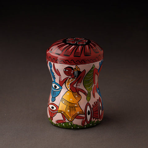 Pink Bengal Patua Handpainted Stainless Steel Multi Utility Canister