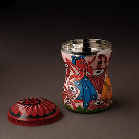 Multicolor Bengal Patua Handpainted Stainless Steel Multi Utility Canister