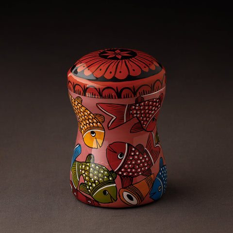 Pink Bengal Patua Handpainted Stainless Steel Multi Utility Canister