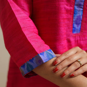 Pink Bhagalpuri Handwoven Desi Tussar Silk Plain Kurta for Women
