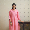 Pink - bhagalpuri handwoven desi tussar silk plain kurta 08
