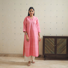 Pink - bhagalpuri handwoven desi tussar silk plain kurta 08