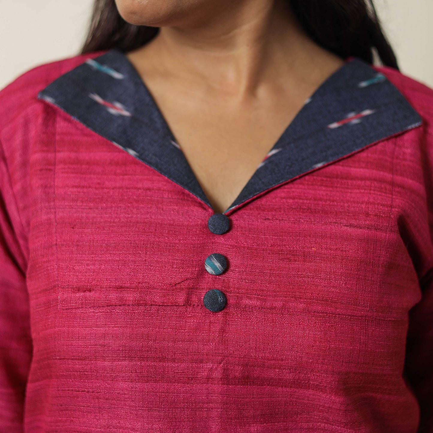 Pink - bhagalpuri handwoven desi tussar silk straight kurta