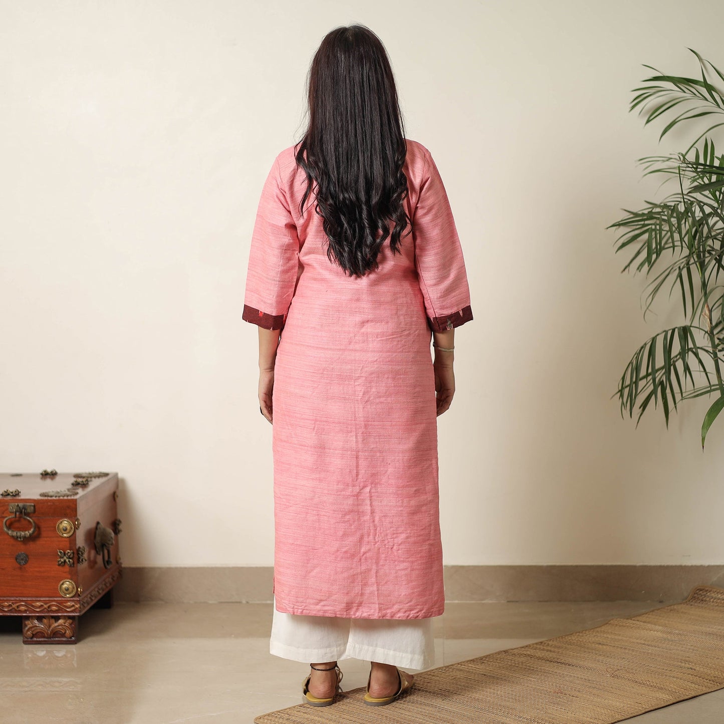 Bhagalpuri Handwoven Desi Tussar Silk Straight Kurta for Women