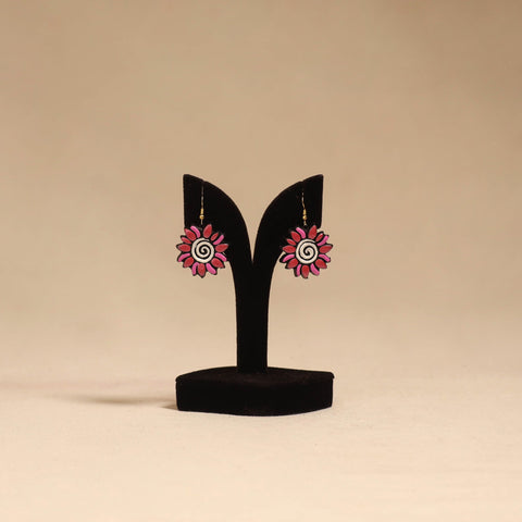 Bishnupur handpainted flower shape terracotta earrings 149