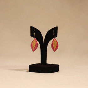 Bishnupur handpainted leaf shape terracotta earrings 112