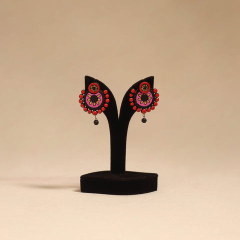 Bishnupur handpainted terracotta earrings 54 - handcrafted