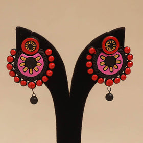 Bishnupur handpainted terracotta earrings 54 - handcrafted