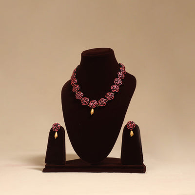 Bishnupur handpainted terracotta necklace set 28