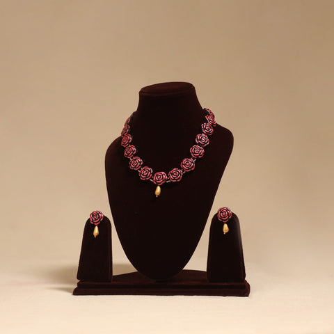 Bishnupur handpainted terracotta necklace set 28