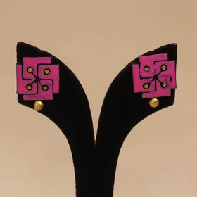 Bishnupur handpainted terracotta stud earrings 101