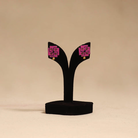 Bishnupur handpainted terracotta stud earrings 101